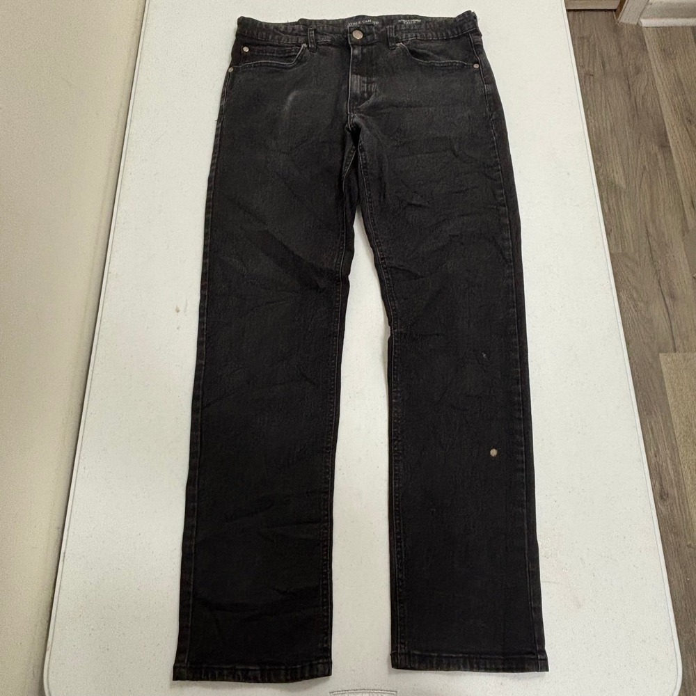 Vince Camuto Mens Straight Leg Jeans Faded Black Acid Wash 34x30 Denim Pants